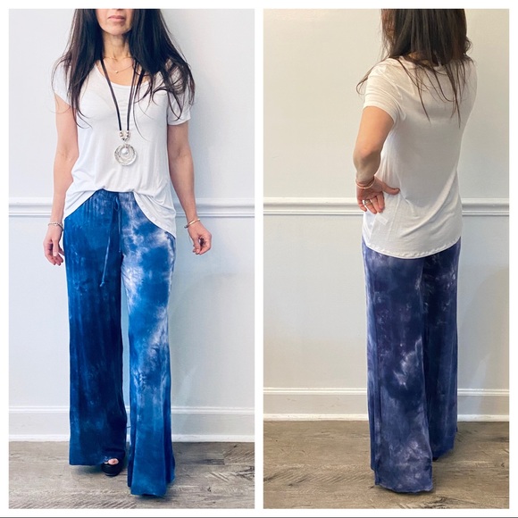 ✨LAST ONE✨CHIC TIE DYE WIDE LEG PULL ON PANTS - Picture 4 of 8